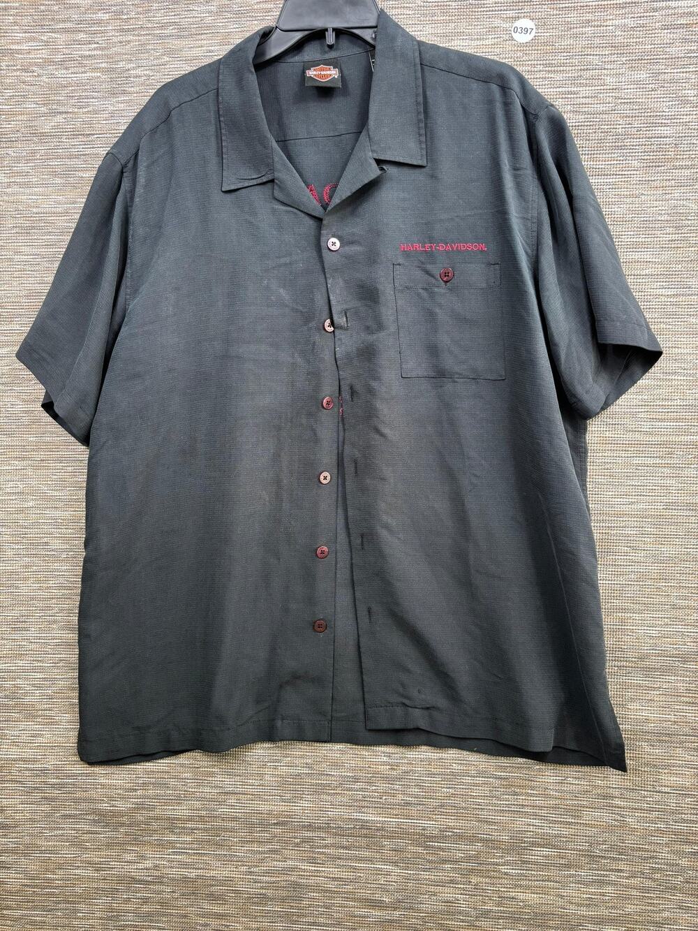 Harley-Davidson Shirt Mens XL Gray Short Sleeve Button Up Embroidered Motorcycle